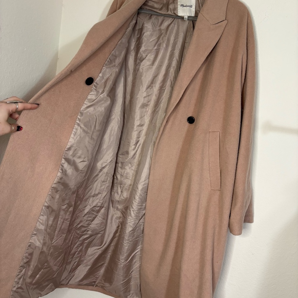 Madewell Wool Mohair Blend Cocoon Coat in Blush Tan Size 12 - Picture 10 of 12